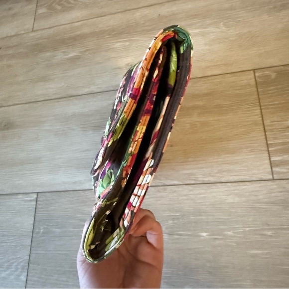 Vera Bradley Floral Quilted Clutch Makeup Bag Travel Organizer Brown Pink Rose - Picture 5 of 10